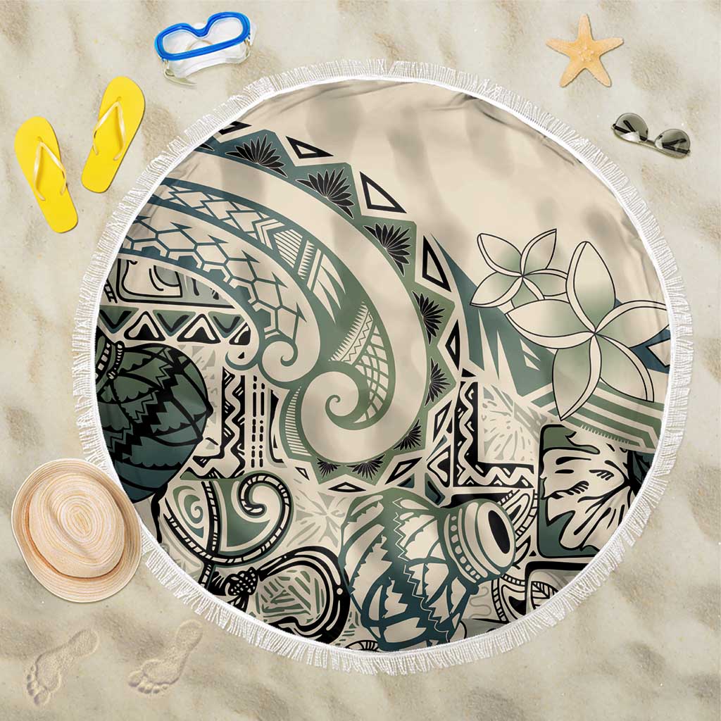 Aloha Hawaii Tapa Beach Blanket Summer Green Hawaiian Ipu LT7 One Size 150cm Emerald - Polynesian Pride