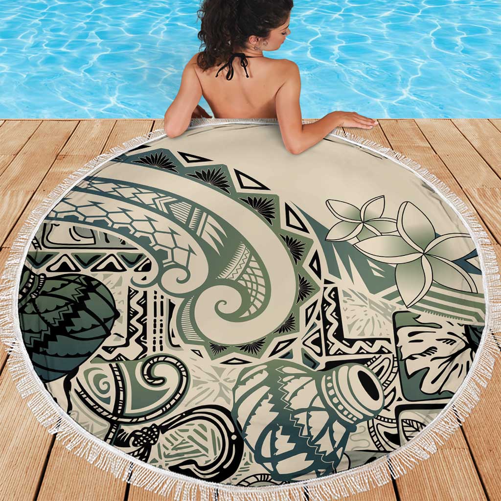 Aloha Hawaii Tapa Beach Blanket Summer Green Hawaiian Ipu LT7 - Polynesian Pride