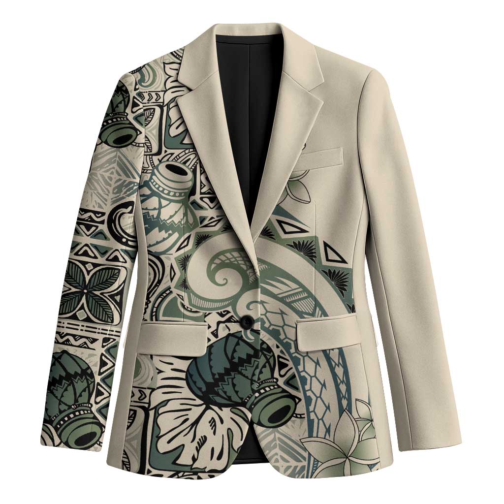 Aloha Hawaii Tapa Blazer Summer Green Hawaiian Ipu - Polynesian Pride