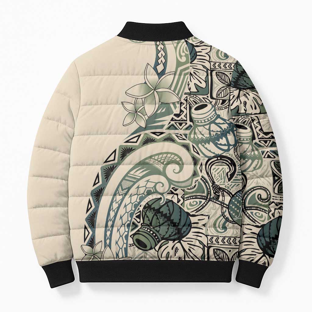 Aloha Hawaii Tapa Bomber Puffer Jacket Summer Green Hawaiian Ipu - Polynesian Pride