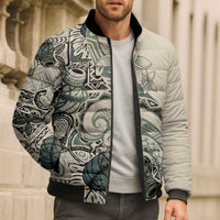 Aloha Hawaii Tapa Bomber Puffer Jacket Summer Green Hawaiian Ipu - Polynesian Pride
