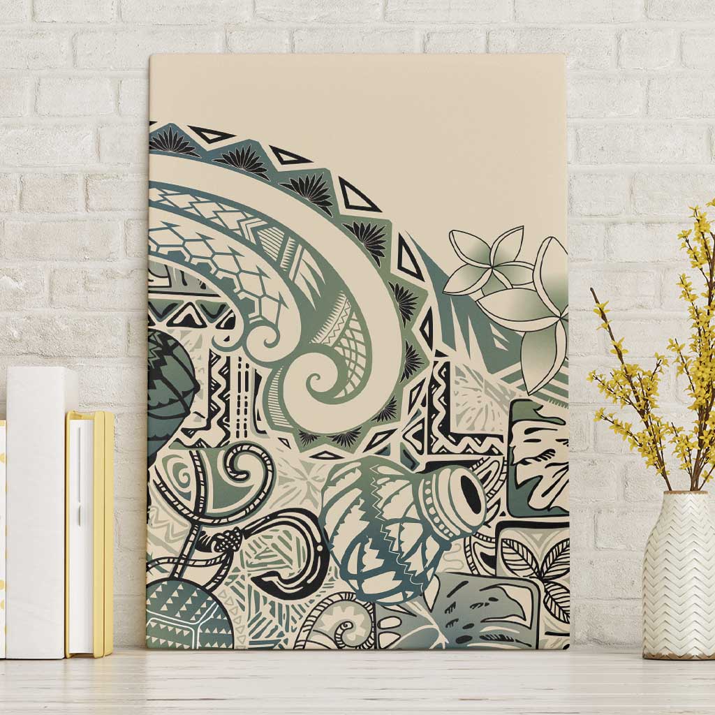 Aloha Hawaii Tapa Canvas Wall Art Summer Green Hawaiian Ipu LT7 Without Frame Emerald - Polynesian Pride