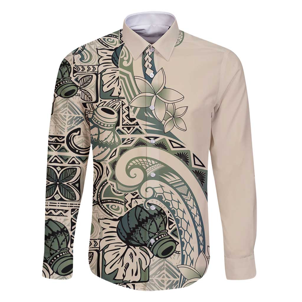 Aloha Hawaii Tapa Family Matching Off Shoulder Maxi Dress and Hawaiian Shirt Summer Green Hawaiian Ipu - Polynesian Pride