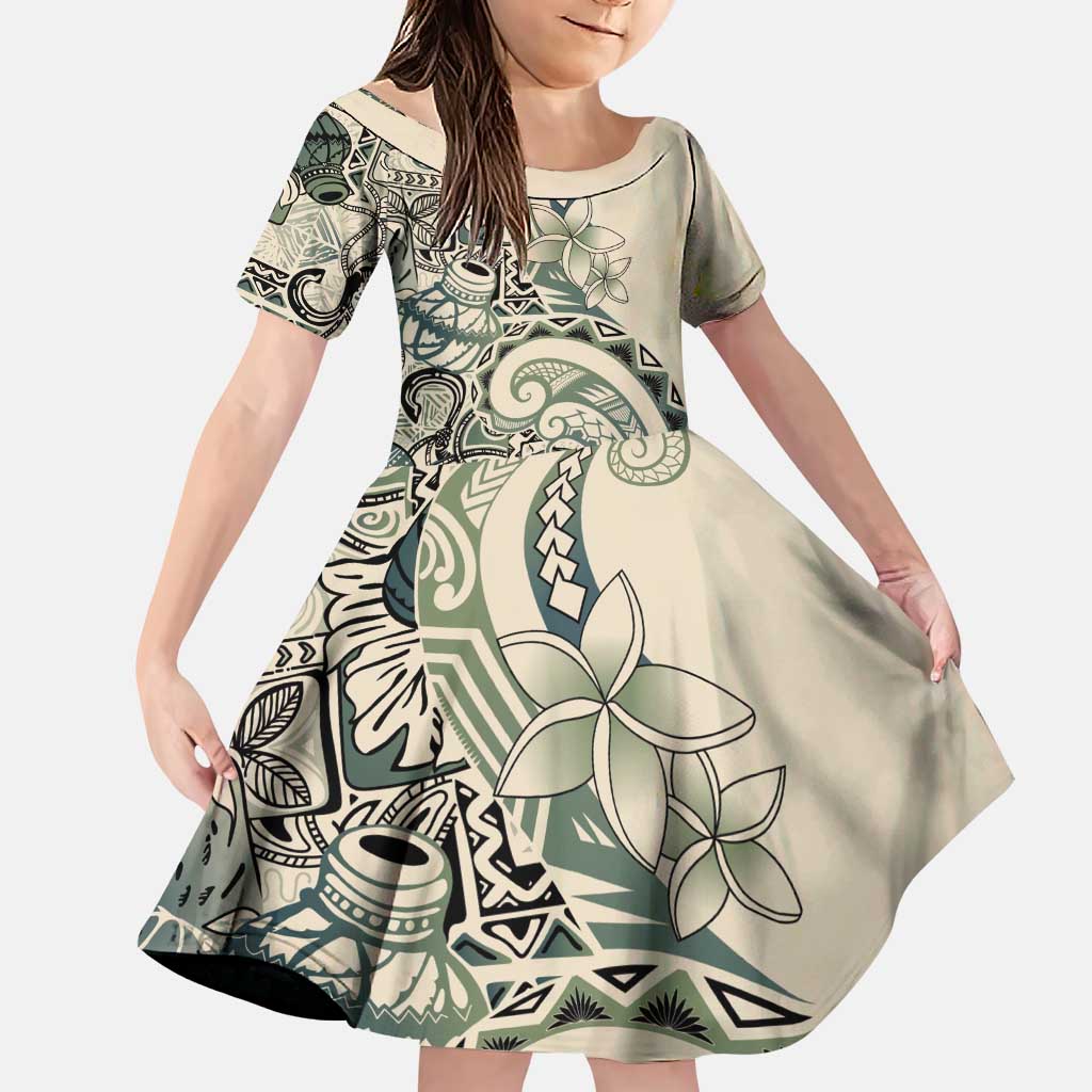 Aloha Hawaii Tapa Family Matching Puletasi and Hawaiian Shirt Summer Green Hawaiian Ipu - Polynesian Pride