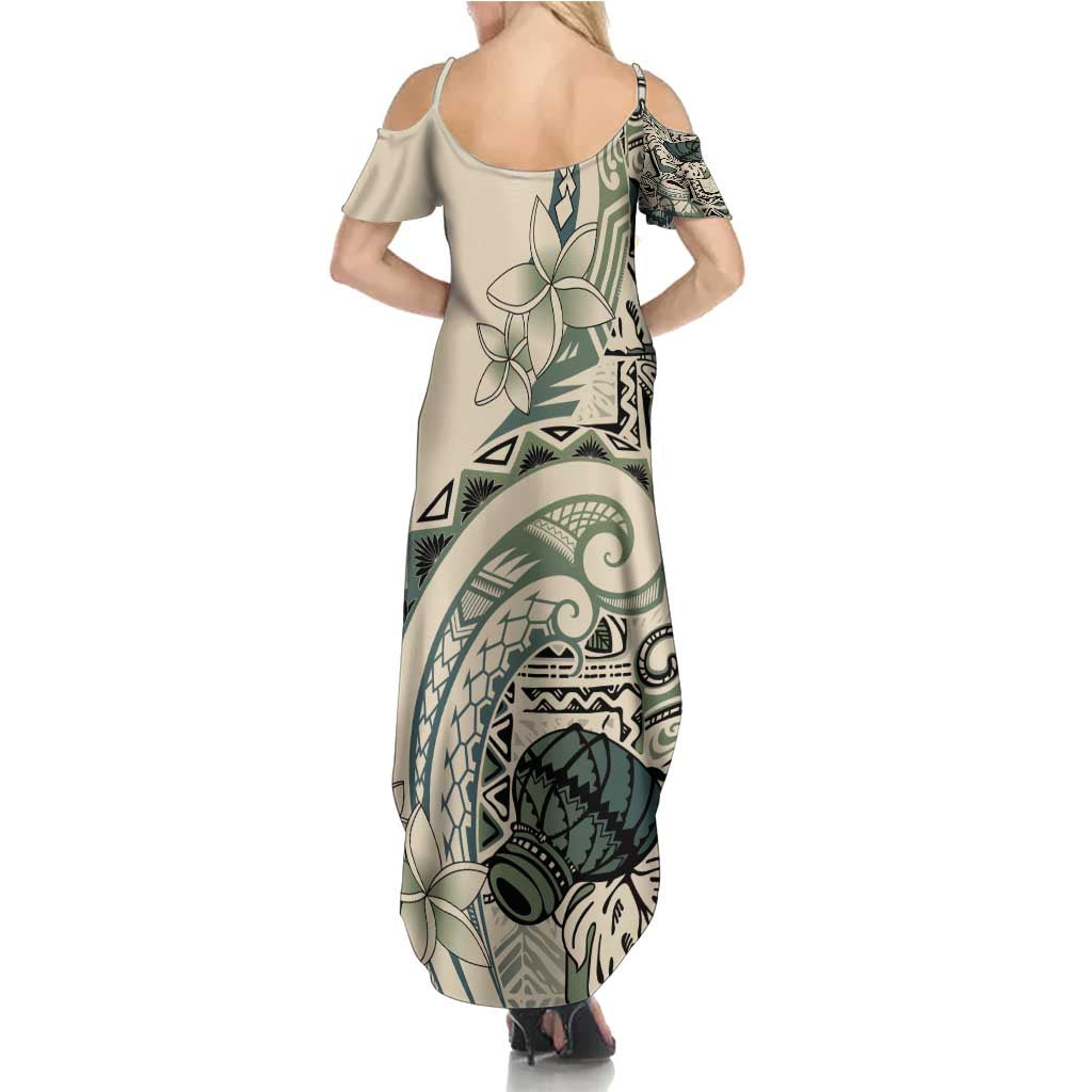 Aloha Hawaii Tapa Family Matching Summer Maxi Dress and Hawaiian Shirt Summer Green Hawaiian Ipu - Polynesian Pride