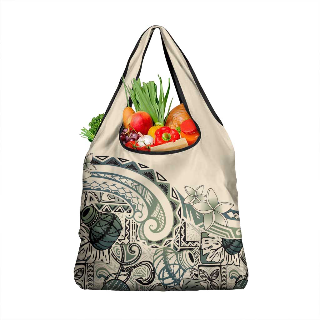 Aloha Hawaii Tapa Grocery Bag Summer Green Hawaiian Ipu LT7 1-pack One Size Emerald - Polynesian Pride