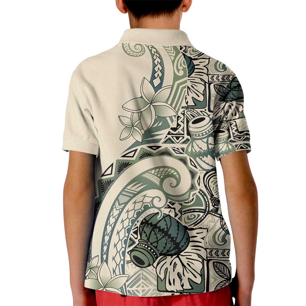 Aloha Hawaii Tapa Kid Polo Shirt Summer Green Hawaiian Ipu - Polynesian Pride