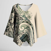 Aloha Hawaii Tapa Kimono Sleeve Blouse Summer Green Hawaiian Ipu - Polynesian Pride