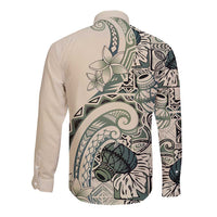Aloha Hawaii Tapa Long Sleeve Button Shirt Summer Green Hawaiian Ipu LT7 - Polynesian Pride