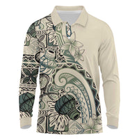 Aloha Hawaii Tapa Long Sleeve Polo Shirt Summer Green Hawaiian Ipu LT7 Emerald - Polynesian Pride
