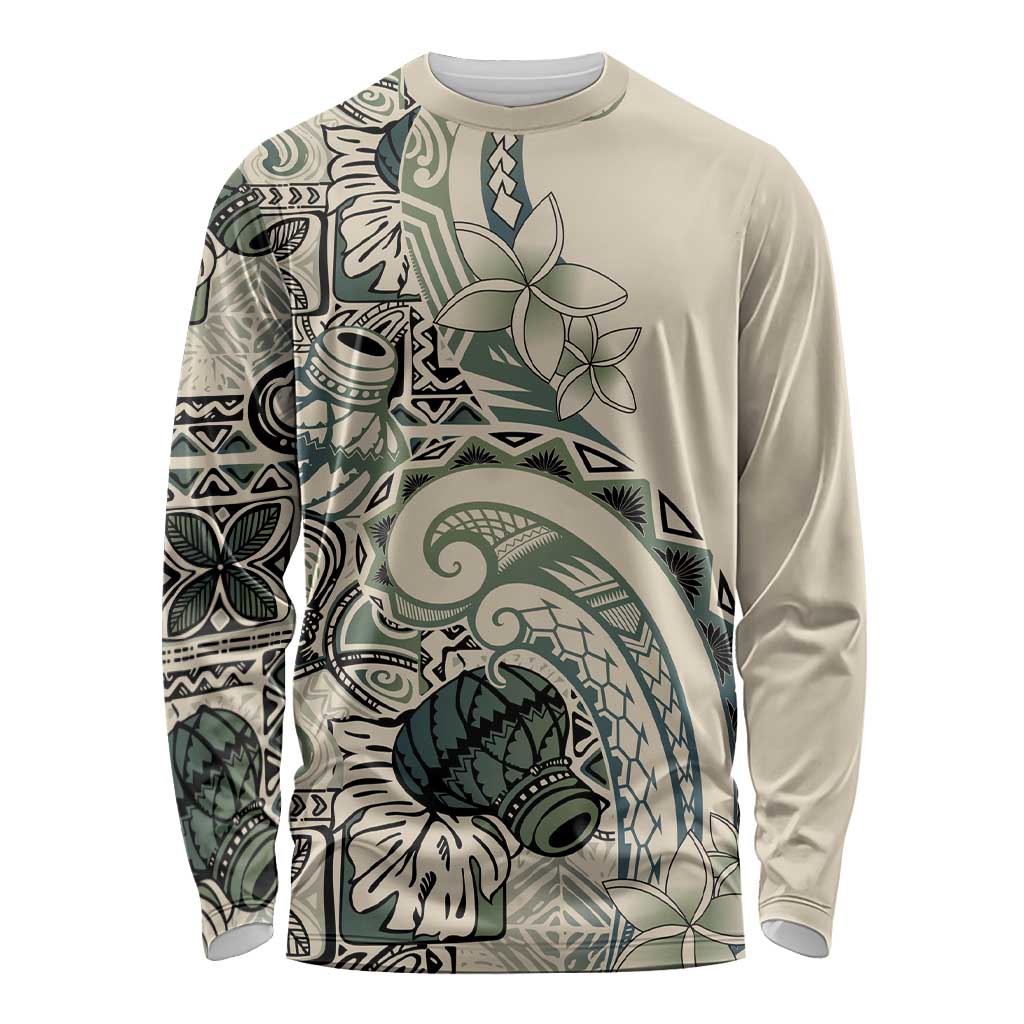 Aloha Hawaii Tapa Long Sleeve Shirt Summer Green Hawaiian Ipu LT7 Unisex Emerald - Polynesian Pride