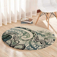 Aloha Hawaii Tapa Round Carpet Summer Green Hawaiian Ipu - Polynesian Pride