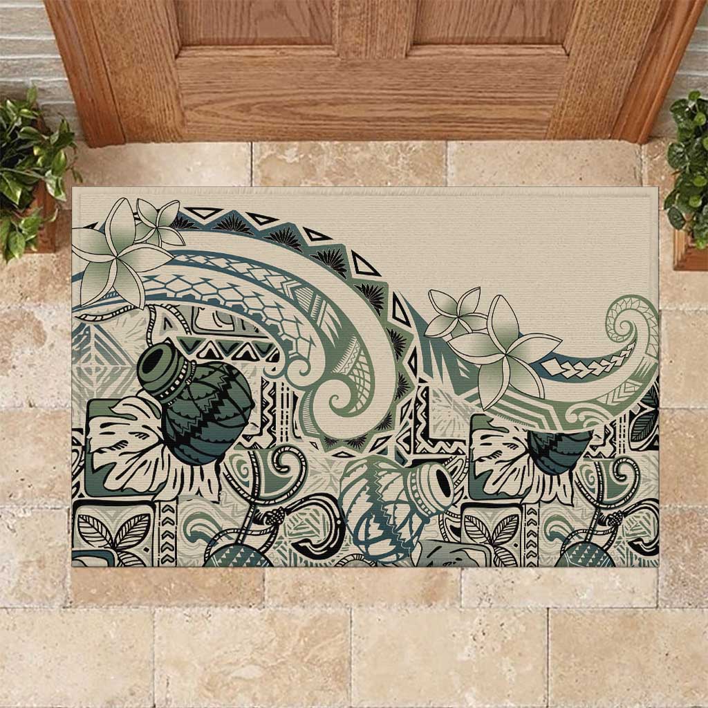 Aloha Hawaii Tapa Rubber Doormat Summer Green Hawaiian Ipu LT7 Emerald - Polynesian Pride
