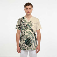 Aloha Hawaii Tapa Scrub Top Summer Green Hawaiian Ipu - Polynesian Pride