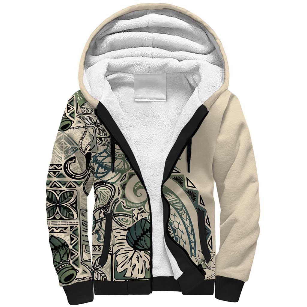 Aloha Hawaii Tapa Sherpa Hoodie Summer Green Hawaiian Ipu LT7 Unisex Emerald - Polynesian Pride