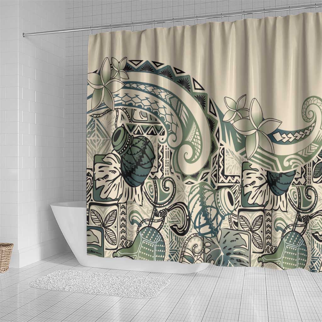 Aloha Hawaii Tapa Shower Curtain Summer Green Hawaiian Ipu - Polynesian Pride