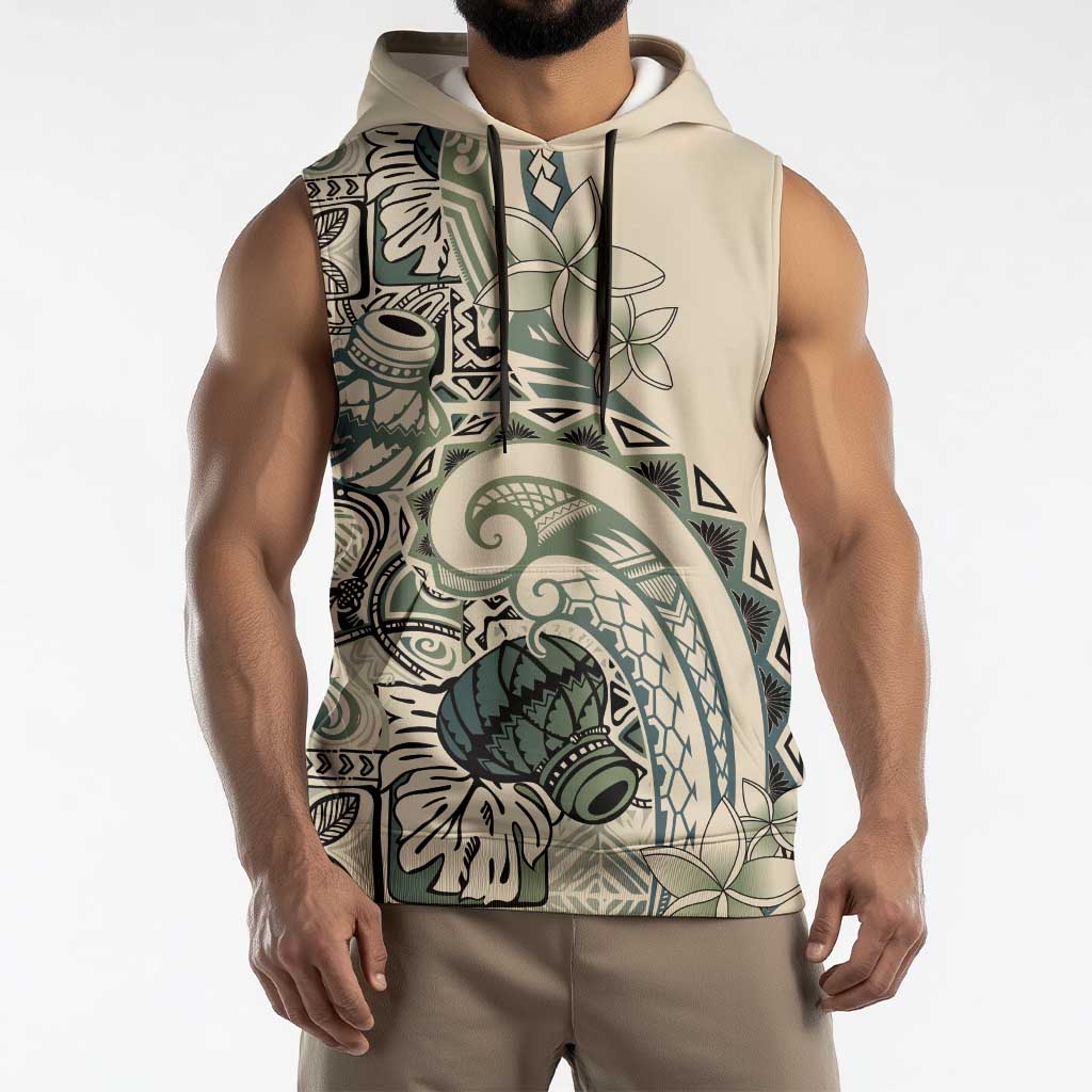Aloha Hawaii Tapa Sleeveless Hoodie Summer Green Hawaiian Ipu - Polynesian Pride