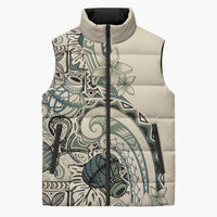 Aloha Hawaii Tapa Sleeveless Puffer Jacket Summer Green Hawaiian Ipu - Polynesian Pride
