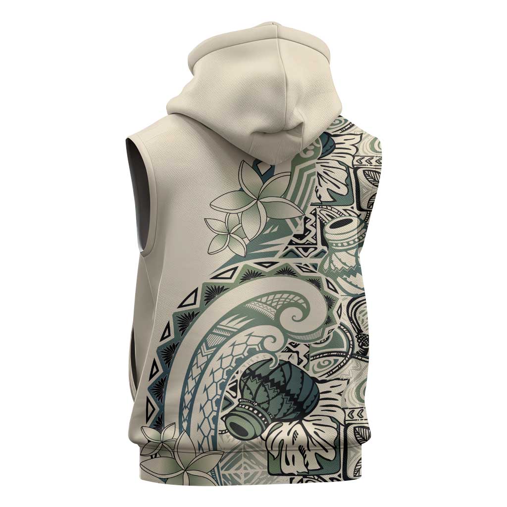 Aloha Hawaii Tapa Sleeveless Zip Hoodie Summer Green Hawaiian Ipu - Polynesian Pride