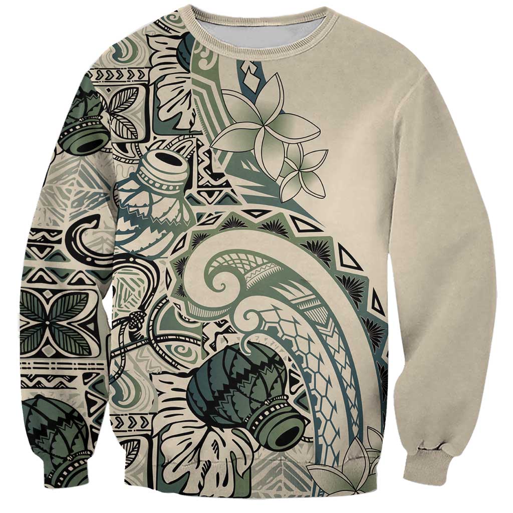 Aloha Hawaii Tapa Sweatshirt Summer Green Hawaiian Ipu LT7 Unisex Emerald - Polynesian Pride