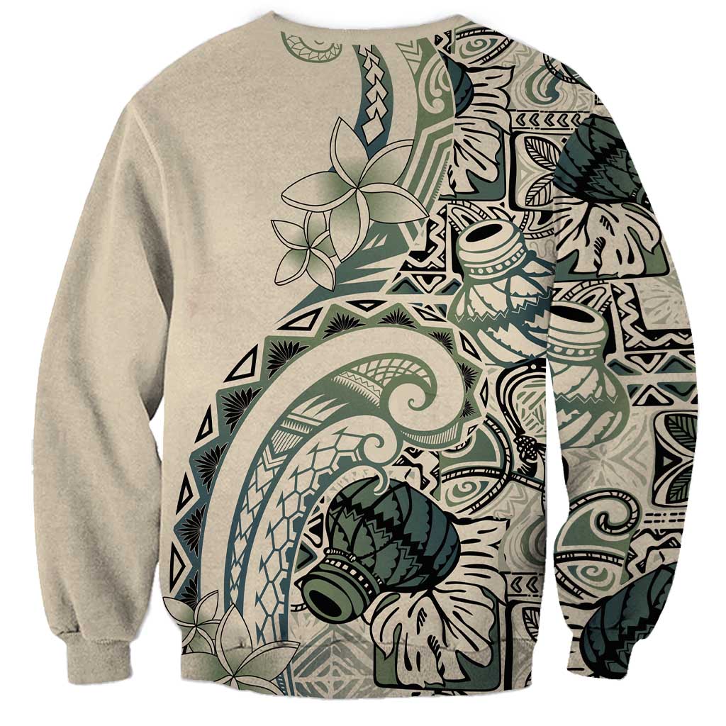 Aloha Hawaii Tapa Sweatshirt Summer Green Hawaiian Ipu LT7 - Polynesian Pride