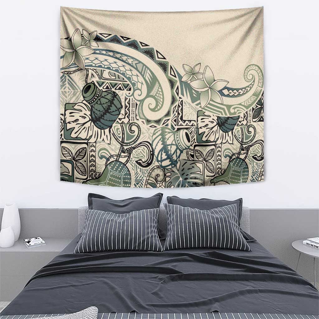 Aloha Hawaii Tapa Tapestry Summer Green Hawaiian Ipu - Polynesian Pride