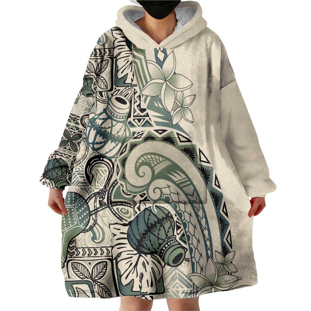 Aloha Hawaii Tapa Wearable Blanket Hoodie Summer Green Hawaiian Ipu LT7 - Polynesian Pride