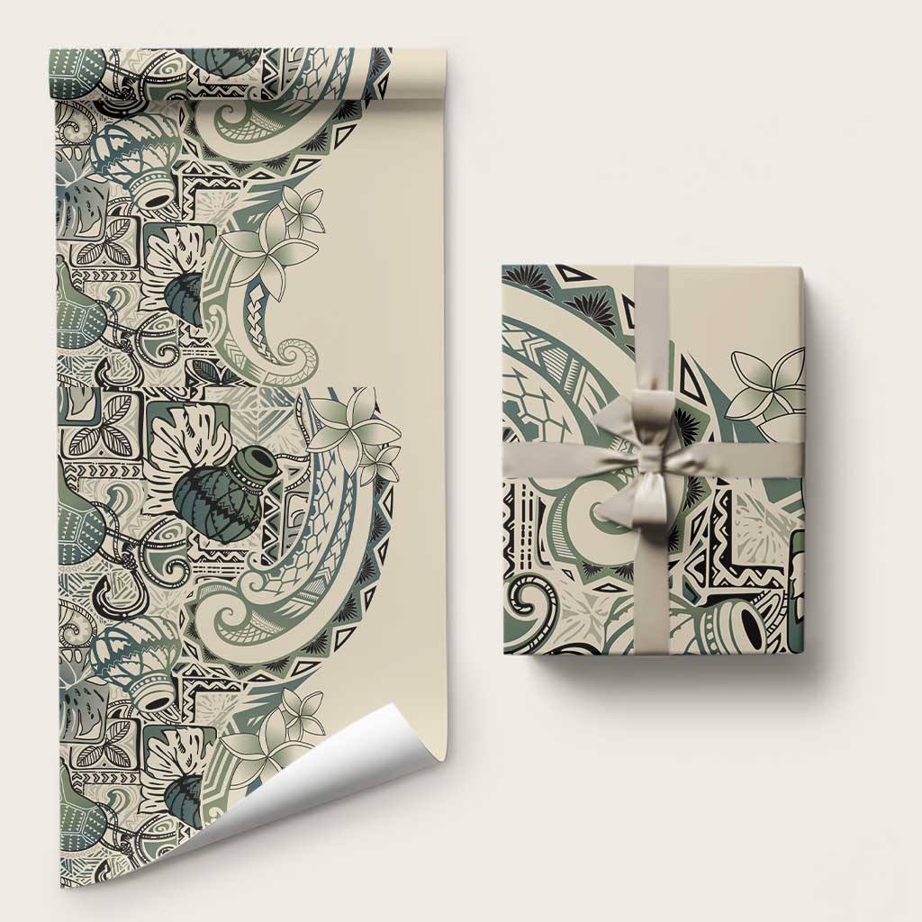Aloha Hawaii Tapa Wrapping Paper Summer Green Hawaiian Ipu LT7 58" × 23" Emerald - Polynesian Pride