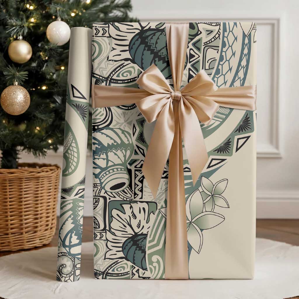 Aloha Hawaii Tapa Wrapping Paper Summer Green Hawaiian Ipu LT7 - Polynesian Pride
