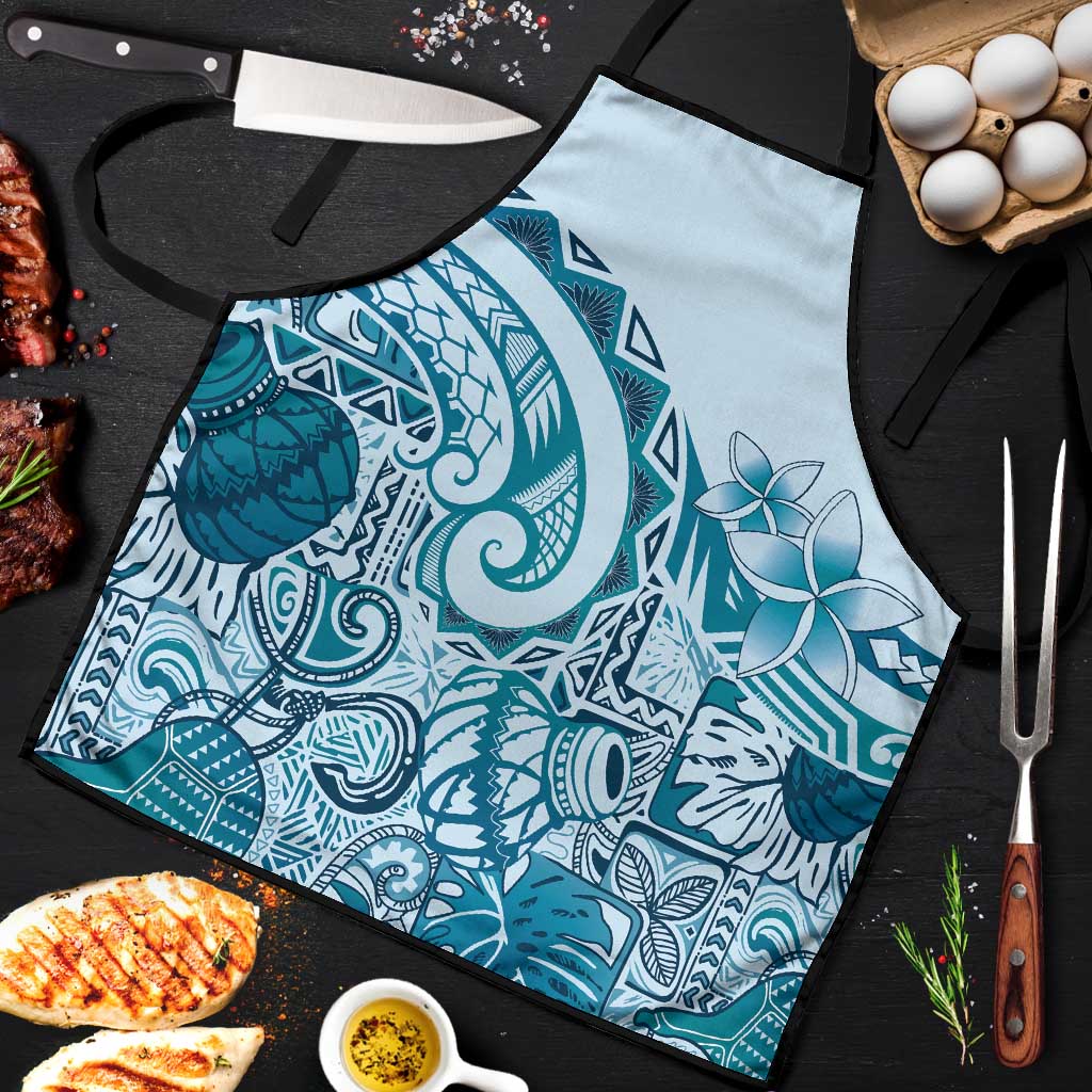 Aloha Hawaii Tapa Apron Cool Turquoise Hawaiian Ipu - Polynesian Pride