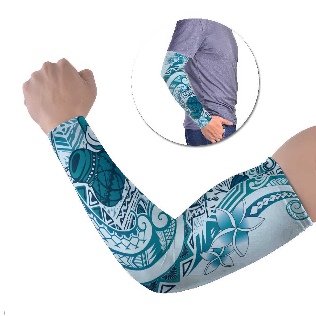 Aloha Hawaii Tapa Arm Sleeves Cool Turquoise Hawaiian Ipu - Polynesian Pride