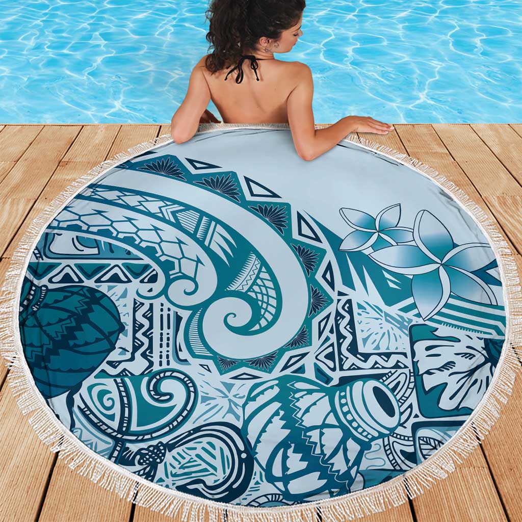Aloha Hawaii Tapa Beach Blanket Cool Turquoise Hawaiian Ipu LT7 - Polynesian Pride
