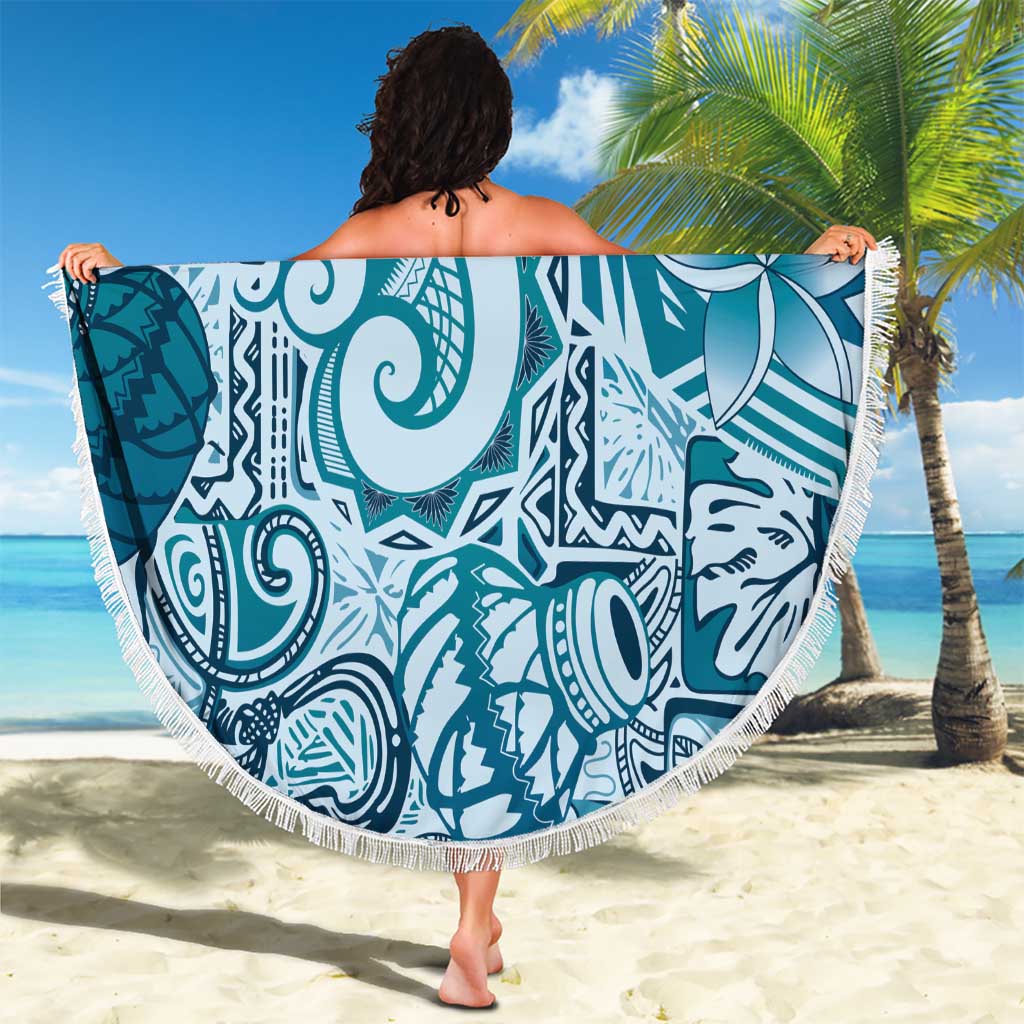Aloha Hawaii Tapa Beach Blanket Cool Turquoise Hawaiian Ipu LT7 - Polynesian Pride