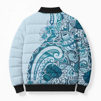 Aloha Hawaii Tapa Bomber Puffer Jacket Cool Turquoise Hawaiian Ipu - Polynesian Pride
