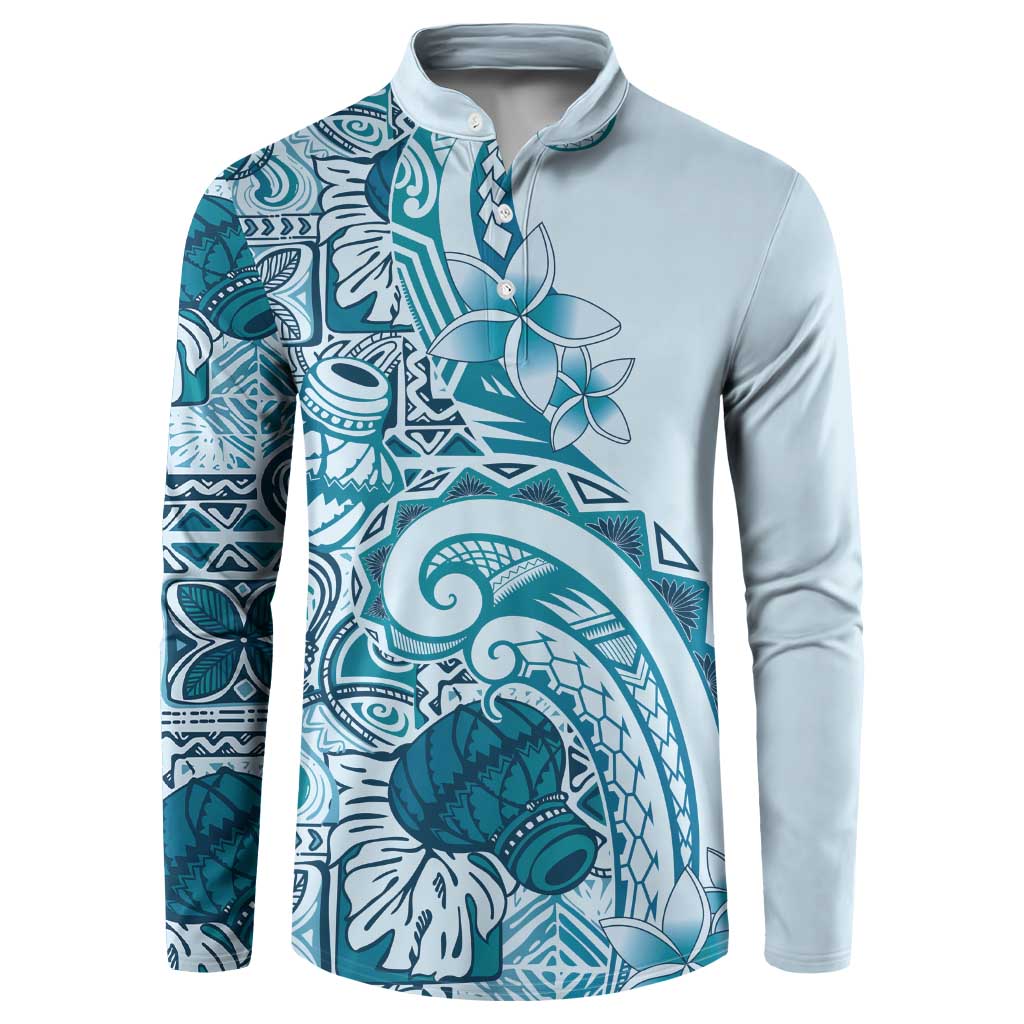Aloha Hawaii Tapa Button Sweatshirt Cool Turquoise Hawaiian Ipu LT7 Turquoise - Polynesian Pride