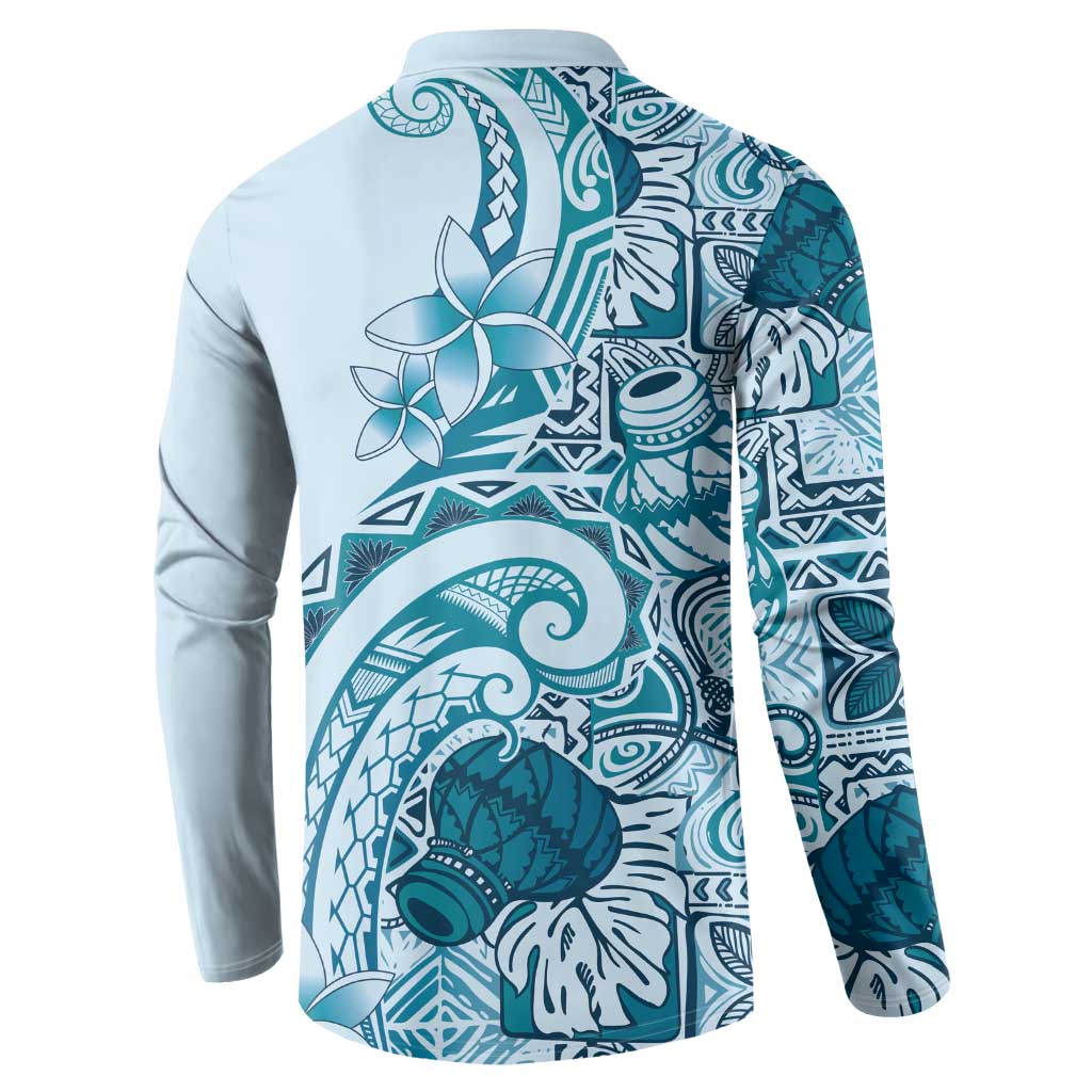Aloha Hawaii Tapa Button Sweatshirt Cool Turquoise Hawaiian Ipu LT7 - Polynesian Pride