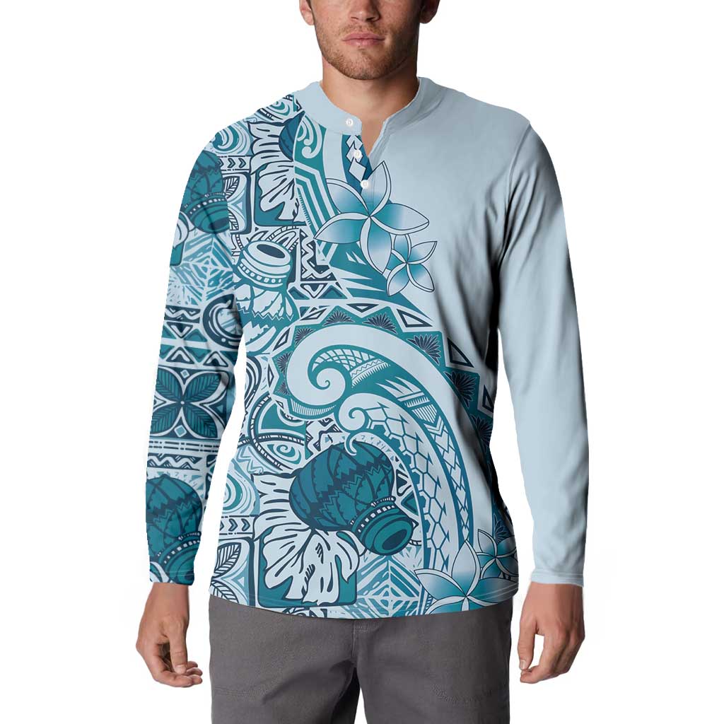 Aloha Hawaii Tapa Button Sweatshirt Cool Turquoise Hawaiian Ipu LT7 - Polynesian Pride