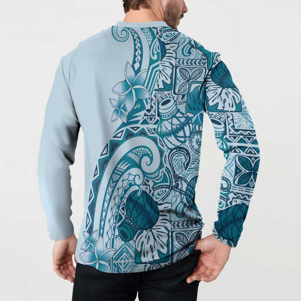 Aloha Hawaii Tapa Button Sweatshirt Cool Turquoise Hawaiian Ipu LT7 - Polynesian Pride