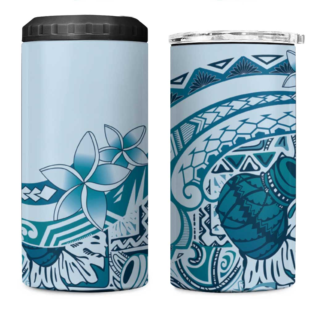 Aloha Hawaii Tapa 4 in 1 Can Cooler Tumbler Cool Turquoise Hawaiian Ipu - Polynesian Pride