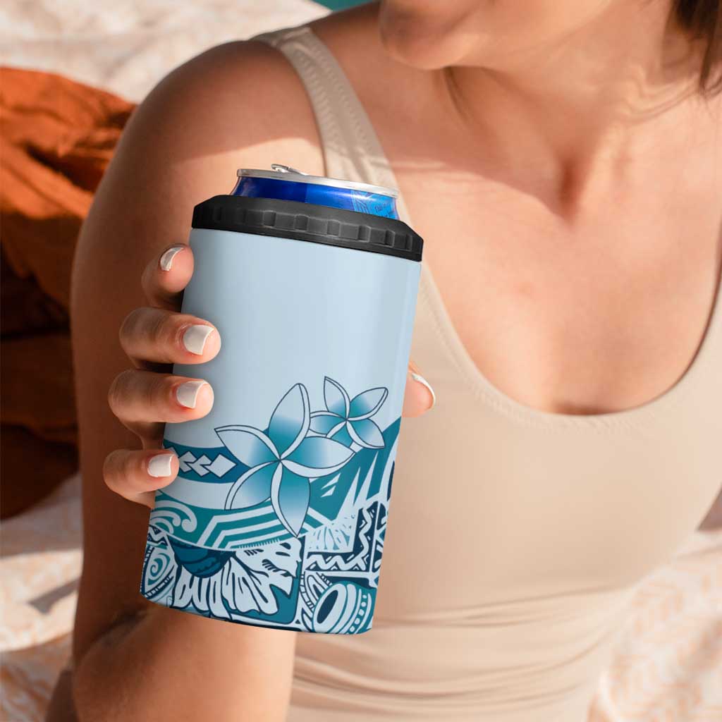 Aloha Hawaii Tapa 4 in 1 Can Cooler Tumbler Cool Turquoise Hawaiian Ipu - Polynesian Pride