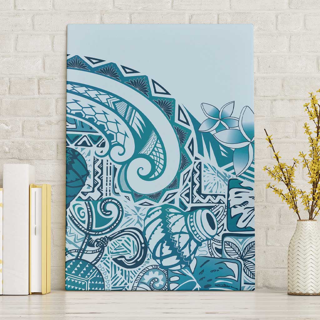 Aloha Hawaii Tapa Canvas Wall Art Cool Turquoise Hawaiian Ipu LT7 Without Frame Turquoise - Polynesian Pride