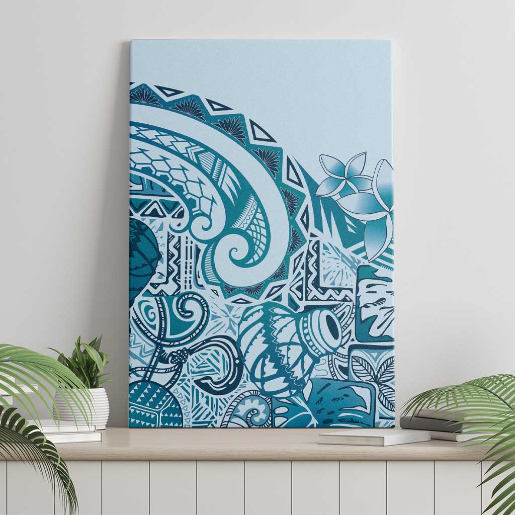 Aloha Hawaii Tapa Canvas Wall Art Cool Turquoise Hawaiian Ipu LT7 - Polynesian Pride