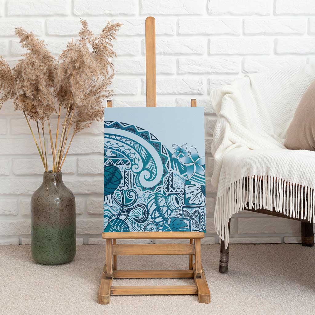 Aloha Hawaii Tapa Canvas Wall Art Cool Turquoise Hawaiian Ipu LT7 - Polynesian Pride