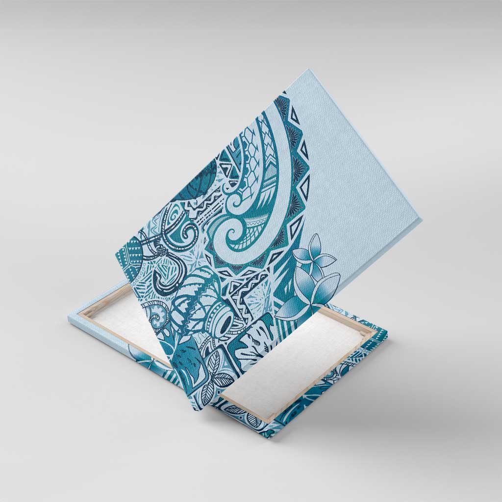 Aloha Hawaii Tapa Canvas Wall Art Cool Turquoise Hawaiian Ipu LT7 With Frame Turquoise - Polynesian Pride