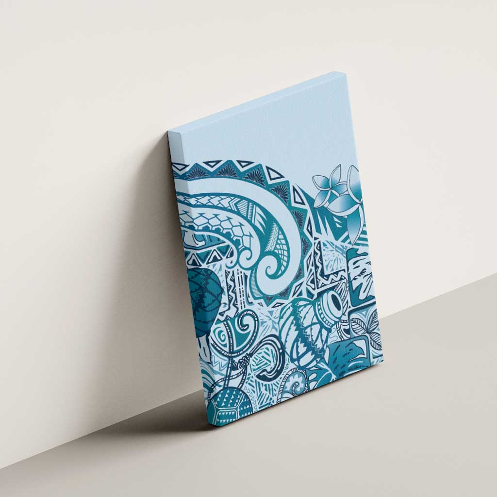 Aloha Hawaii Tapa Canvas Wall Art Cool Turquoise Hawaiian Ipu LT7 - Polynesian Pride