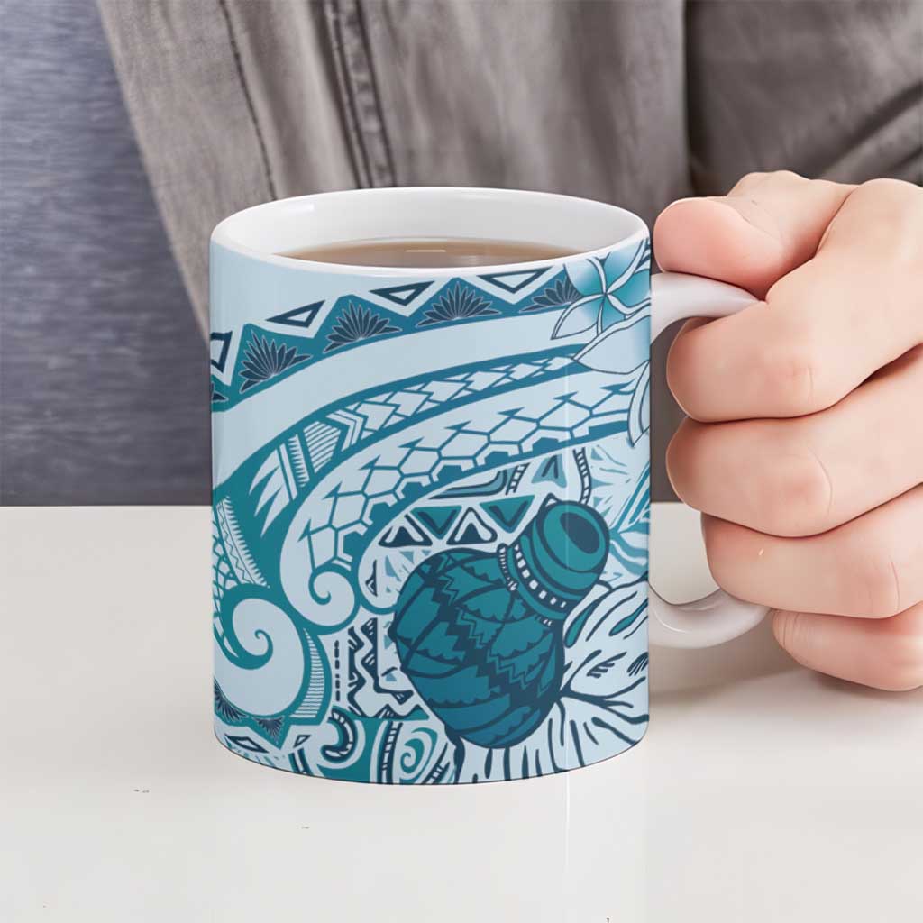 Aloha Hawaii Tapa Ceramic Mug Cool Turquoise Hawaiian Ipu - Polynesian Pride