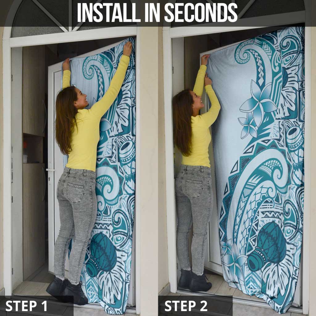 Aloha Hawaii Tapa Door Cover Cool Turquoise Hawaiian Ipu - Polynesian Pride