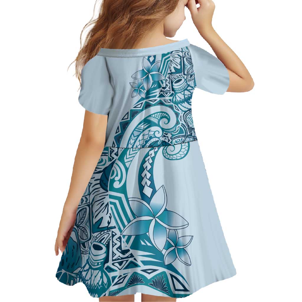 Aloha Hawaii Tapa Family Matching Off Shoulder Maxi Dress and Hawaiian Shirt Cool Turquoise Hawaiian Ipu - Polynesian Pride