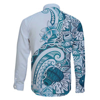 Aloha Hawaii Tapa Family Matching Off Shoulder Short Dress and Hawaiian Shirt Cool Turquoise Hawaiian Ipu - Polynesian Pride