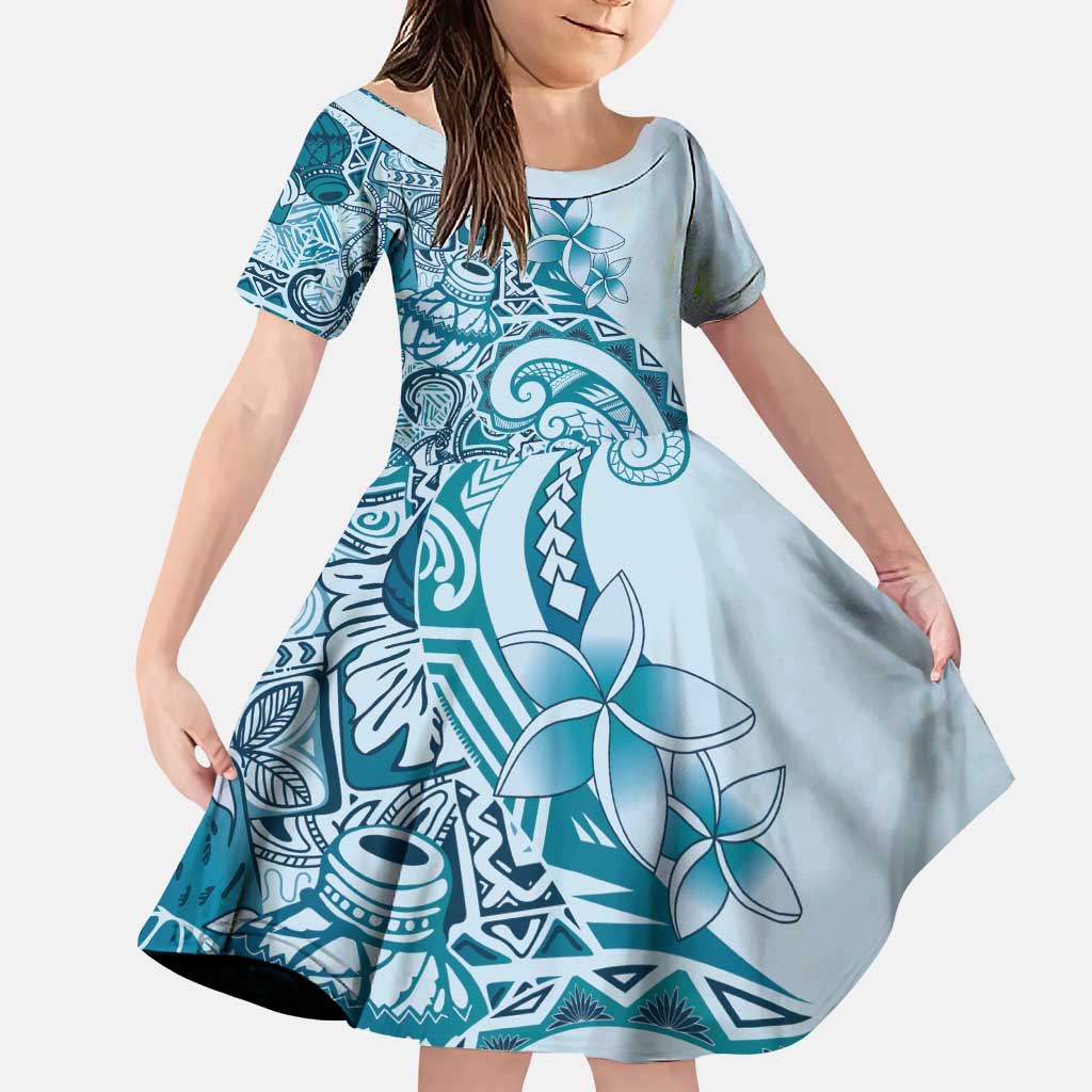 Aloha Hawaii Tapa Family Matching Puletasi and Hawaiian Shirt Cool Turquoise Hawaiian Ipu - Polynesian Pride